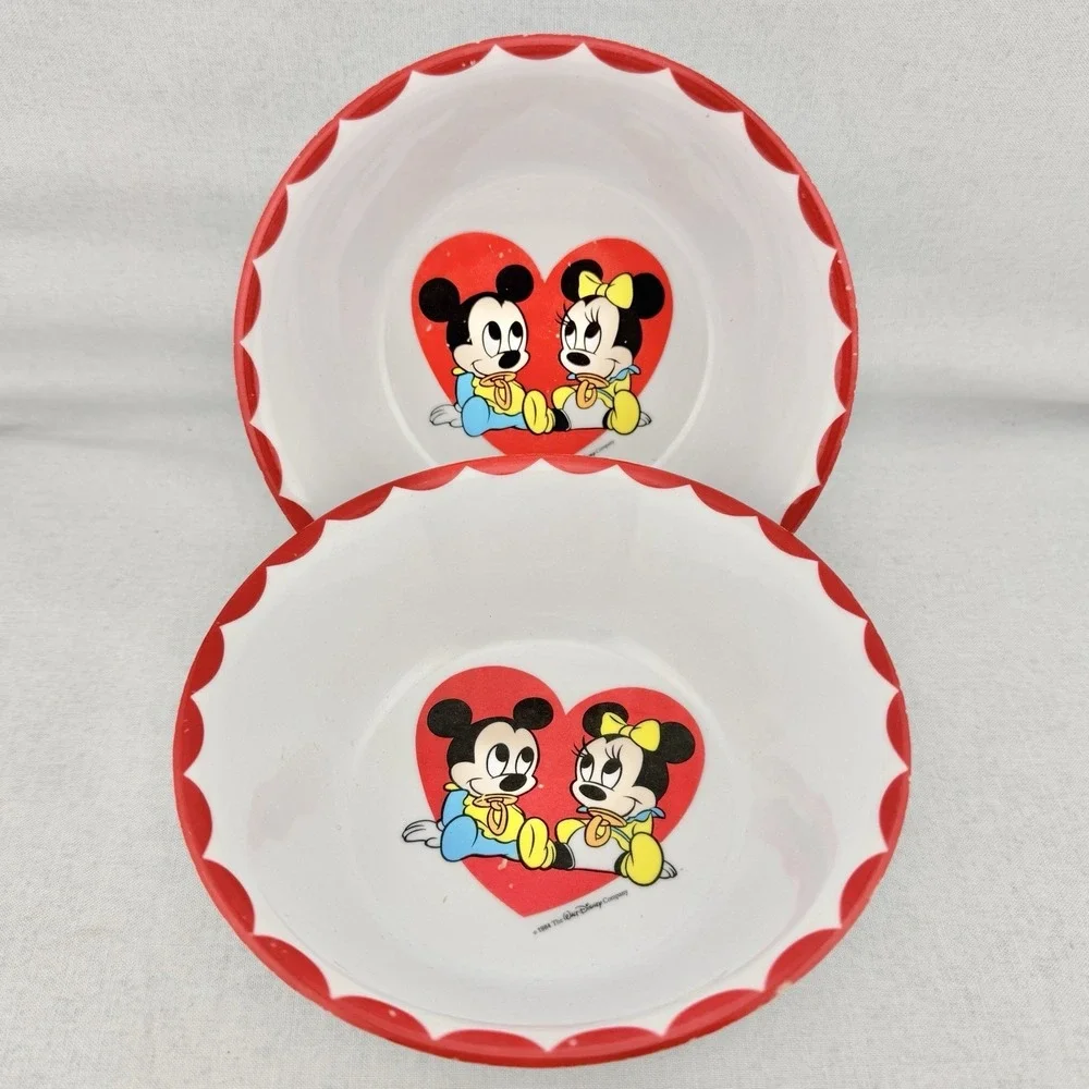 Vintage Disney Baby Mickey Minnie Mouse Child Kids Bowls - Selandia Designs 1984